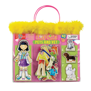TS Shure Daisy Girls Pets and Vet Wooden Magnetic Dress Up Doll and Animals