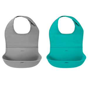 Tot Roll Up Bib 2-Pack Gray & Teal