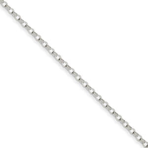 14k White Gold 3mm Solid Double Link Charm Bracelet - 8 Inch - Lobster Claw