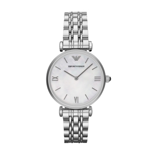 Ladies Gianni T-Bar Silver-Tone Watch Mother-of-Pearl Dial
