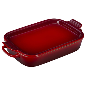 2.75 Qt Rectangular Stoneware Dish w/ Platter Lid Cerise