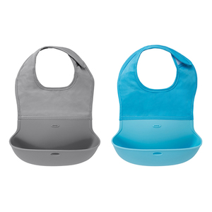 Tot Roll Up Bib 2-Pack Gray & Aqua