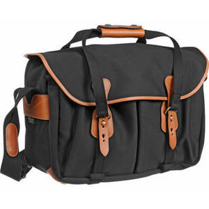 445 Shoulder Bag (Black Canvas with Tan Leather Trim)