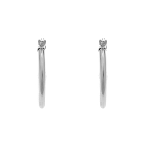 14K White Gold 20mm Click Hoop Earrings