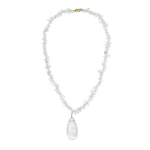 Lita Genuine Crystal Chip and Pendant Necklace,17"