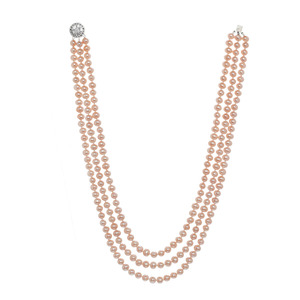 Natural Peach Color Genuine Potato Shape Freshwater Pearl Knotted Sterling Silver 17&quot; ~ 19&quot; Necklace