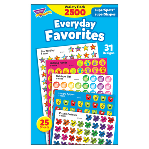 Trend Everyday Favorites superSpots&#174;/superShapes VarPk, 2500 per Pack, 3 Packs