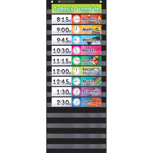 Scholastic Teaching Resources Daily Schedule Pocket Chart with Cards, Black