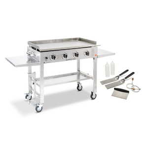 Four Burner 36" Stainless Steel Griddle Cooking Station w/ 7pc Griddlin Kit