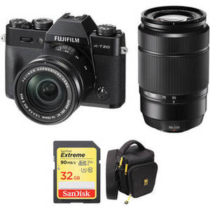 X-T20 Digital Camera with 16-50mm and 50-230mm Accessories Kit (Black)