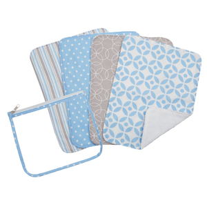 Trend Lab Gift Set  Logan Zipper Pouch And 4 Burp Cloths