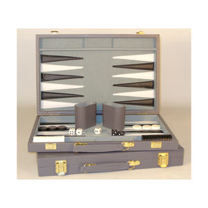 Worldwise Imports 15&quot; Grey Vinyl Backgammon Set