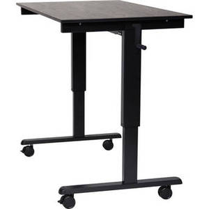 48" Crank Adjustable Stand-Up Desk (Black Oak Desk, Black Frame)