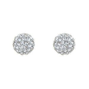 14K Yellow Gold 7mm White Crystal Ball Stud Earring