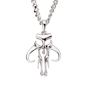 Star Wars Men's 925 Sterling Silver Mandalorian Cutout Pendant, 24"