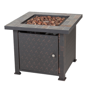 Penbrook Slate Top Propane Table Fire Pit w/ Bronze Finish