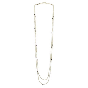 Genuine Freshwater Rice Pearl & Black Onyx 82&quot; Endless Necklace