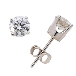 14k White Gold Diamond Solitaire Earrings .50twt