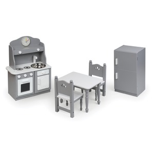 Badger Basket Kitchen Furniture Set for 18 inch Dolls - Gray/White