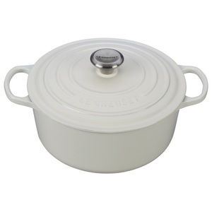 5.5qt Signature Round Cast Iron French Oven White