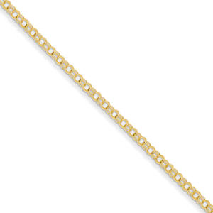 14k Yellow Gold  3mm Solid Double Link Charm Bracelet - 7 Inch - Lobster Claw