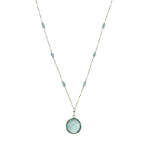 Genuine Appatite with Dyed Blue Hydro Pendant Sterling Silver 18&quot; Necklace