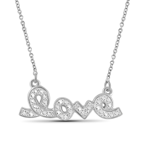 JewelonFire White Diamond Accent Sterling Silver "LOVE" Pendant