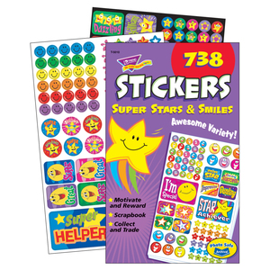 Trend Super Stars & Smiles Sticker Pad, 738 per Pack, 6 pads
