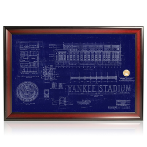 Original Yankee Stadium Framed Replica Blueprint With Stadium Dirt