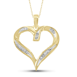 1/4 Carat T.W White Diamond 14kt Gold Over Silver Heart Pendant
