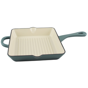 Crock-Pot. Crock-Pot Artisan 10" Square Enameled  Cast Iron Grill Pan, Slate Grey