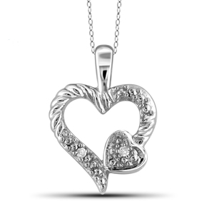 JewelonFire White Diamond Accent Sterling Silver Heart Pendant