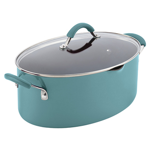 8qt Cucina Hard Enamel Pasta Pot w/ Pour Spout Agave Blue