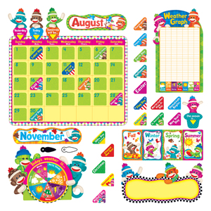 Trend Sock Monkeys Calendar Bulletin Board Set