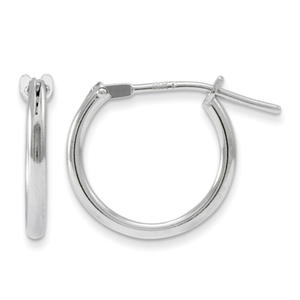 14k White Gold Hoop Childrens Earrings - Measures 10x12mm