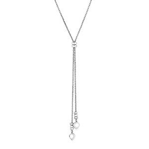 Silver Pearl Lariat Necklace