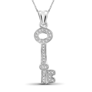 JewelonFire White Diamond Accent Sterling Silver Key Pendant