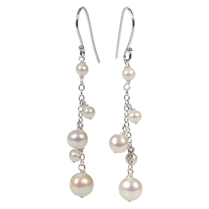 White Pearl Drop With Sterling Silver Earrings