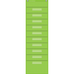 Teacher Created Resources Lime Polka Dots 10 Pocket File Storage Pocket Chart (14&quot; x 46.5&quot;)