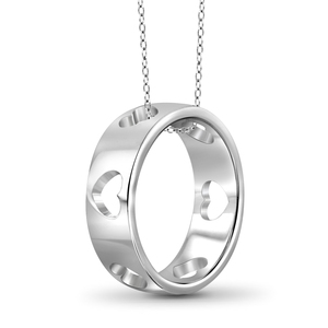 JewelonFire Sterling Silver Heart Cut Out Metal Ring Pendant
