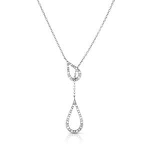 Sterling Silver 17"+2" extender 1/4 CTTW Diamond Teardrop Necklace