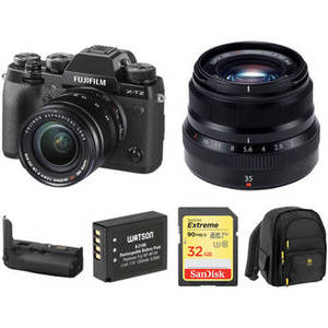 X-T2 Digital Camera with 18-55mm and 35mm Accessories Kit