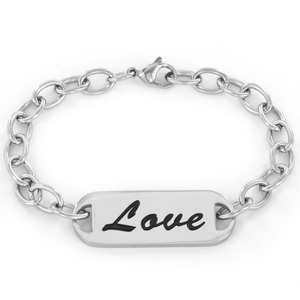West Coast Jewelry Stainless Steel Bracelet Inspirational &quot;Love&quot; ID Bracelet