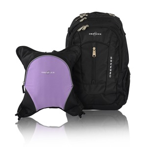 Obersee Bern Diaper Bag Backpack with Detachable Cooler, Black/Purple