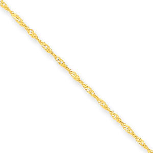 10k Yellow Gold 1.10mm Singapore Chain Bracelet - 9 Inch - Spring Ring