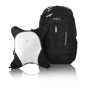 Obersee Bern Diaper Bag Backpack with Detachable Cooler, Black/White