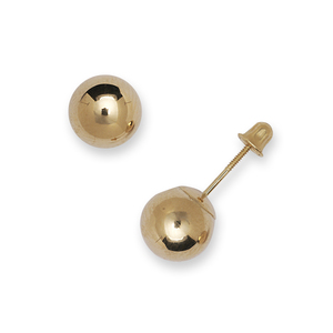 14k Yellow Gold 8mm Polished Ball Stud Screwback Earrings