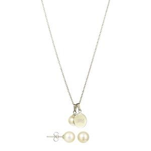 &quot;Joy&quot; Inscribed Sterling Silver Medallion Necklace and Earring Set