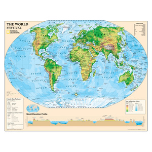 National Geographic Kids Physical World Education: Grades 4-12 Wall Map, Laminated