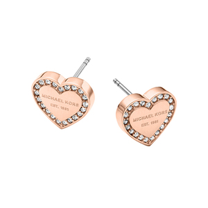 Pave Rose Gold-Tone Heart Charm Earrings